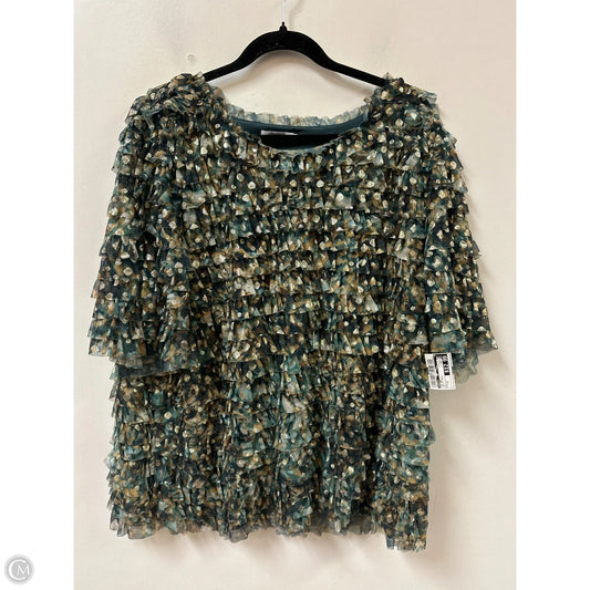Top Short Sleeve By Chicos In Gold & Green, Size: 1x