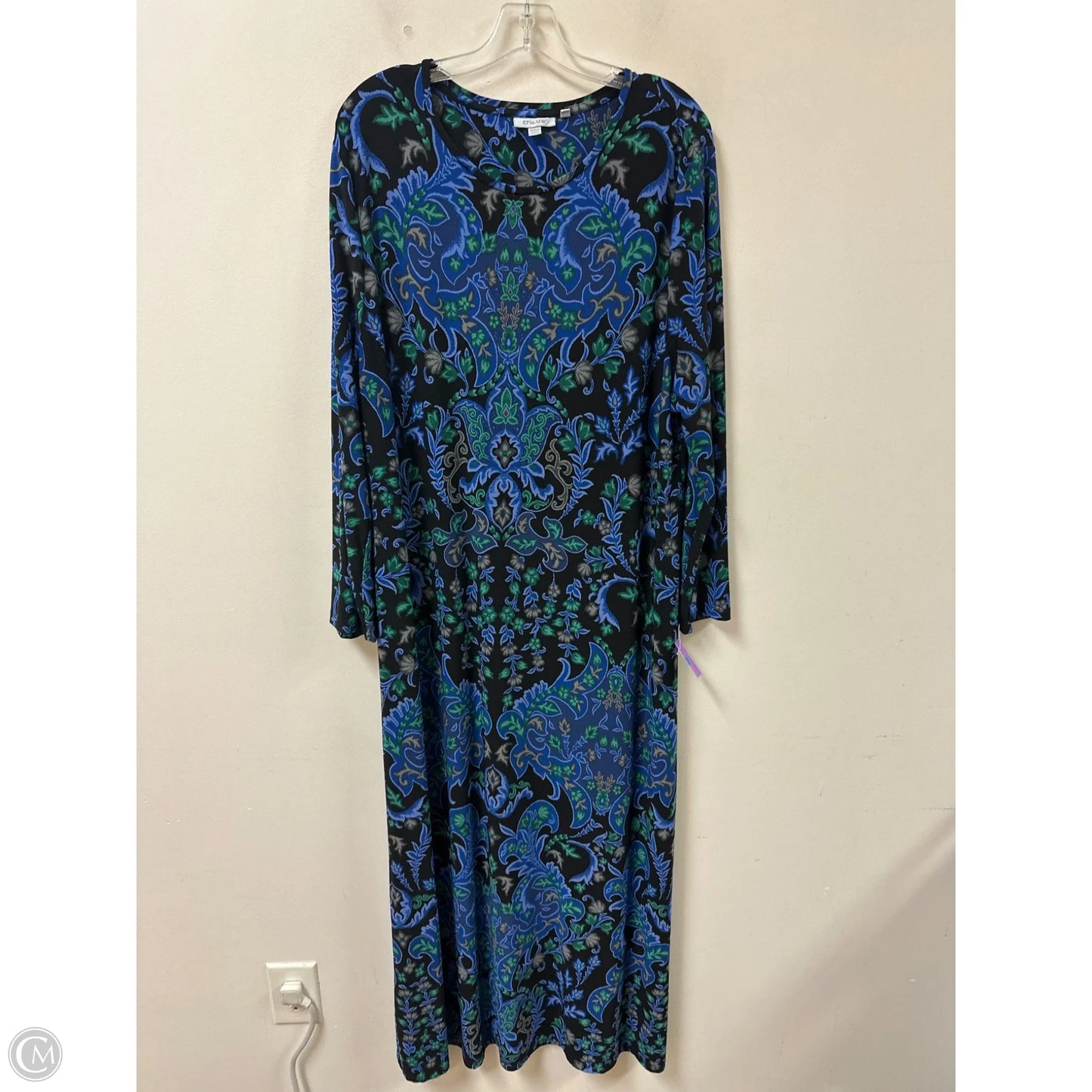 Dress Casual Maxi By Chicos In Black & Blue, Size: 1x