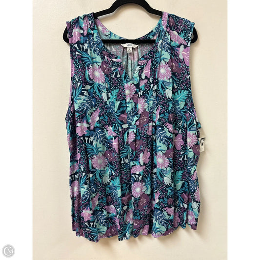 Top Short Sleeve By Croft And Barrow In Blue & Purple, Size: 3x