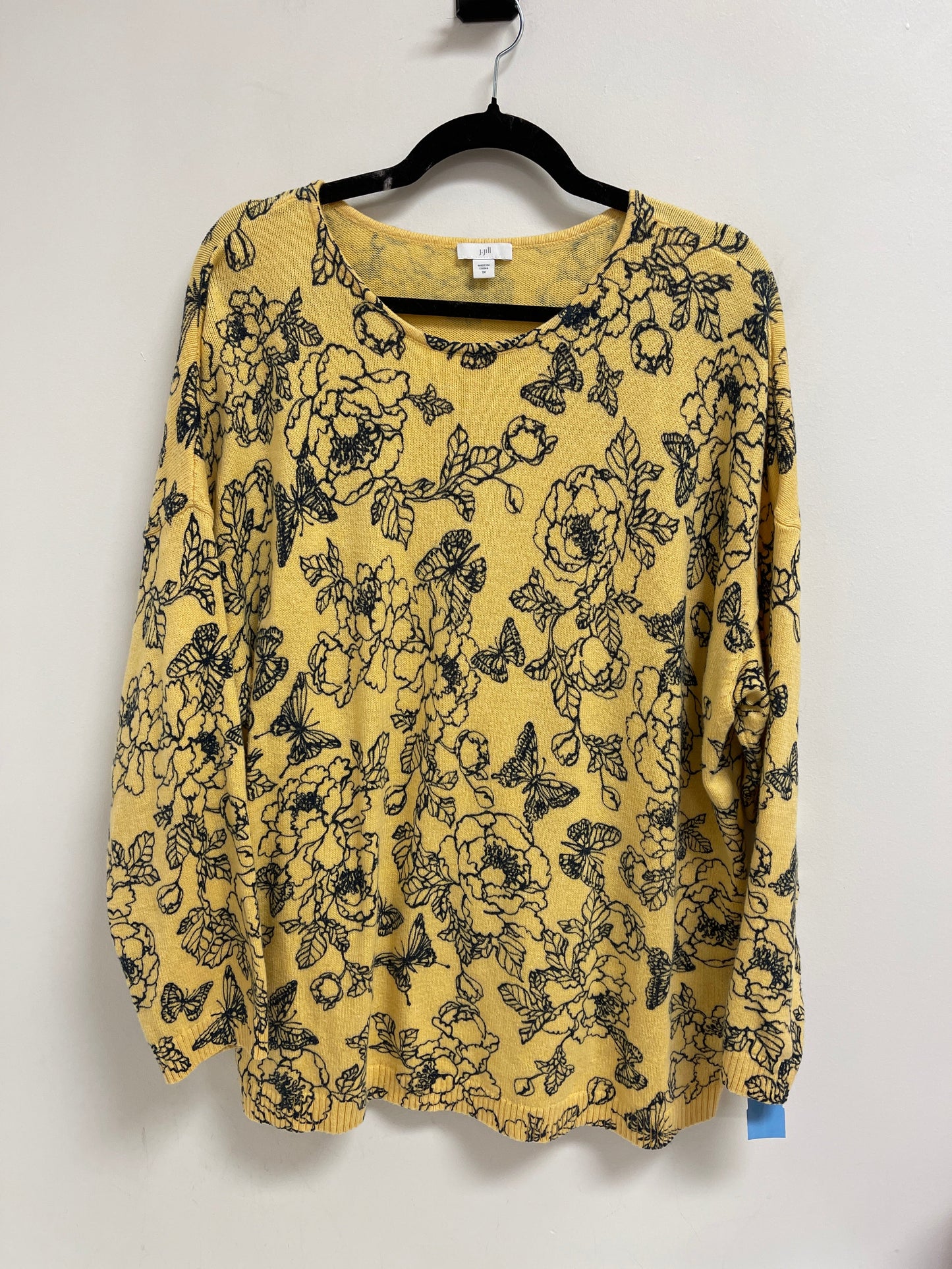 Sweater By J. Jill In Black & Yellow, Size: 2x