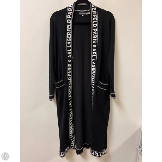 Sweater Cardigan Designer By Karl Lagerfeld In Black, Size: Xs