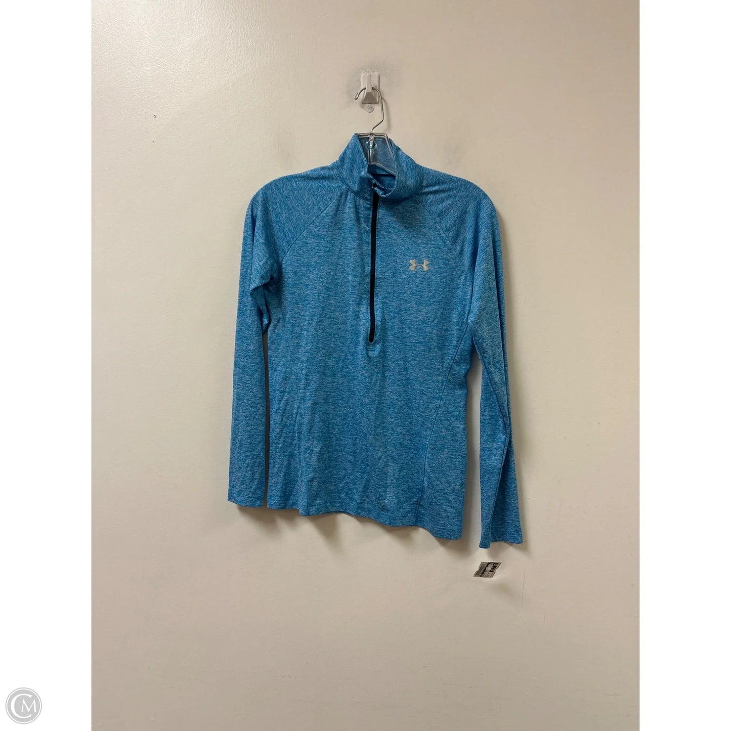Athletic Top Long Sleeve Collar By Nike In Blue, Size: S