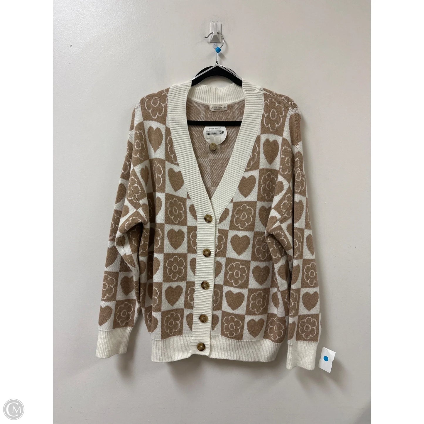 Sweater Cardigan By Miss Love In Cream, Size: M