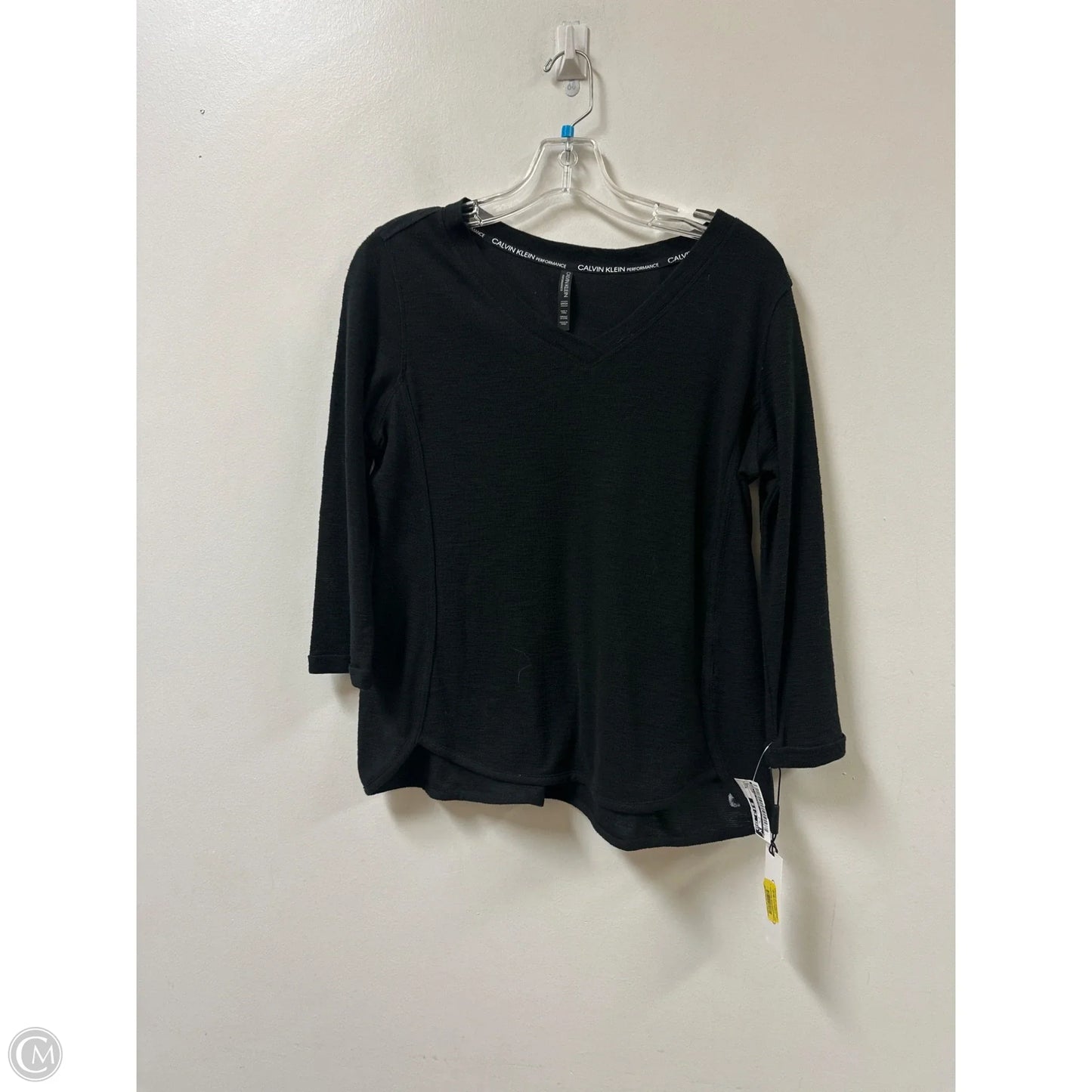 Top Long Sleeve By Calvin Klein In Black, Size: S