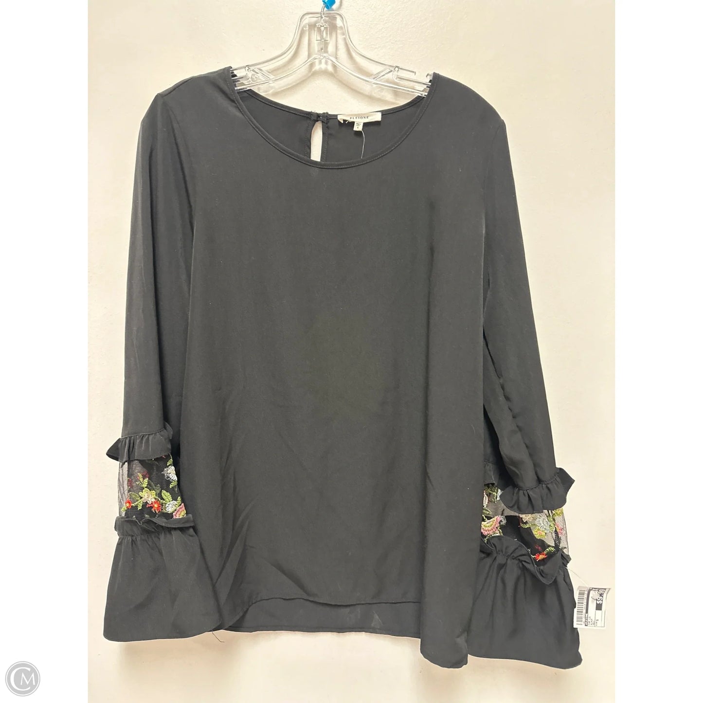 Top Long Sleeve By Pleione In Black, Size: S