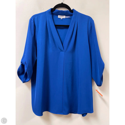 Top Short Sleeve By Calvin Klein In Blue, Size: Xl