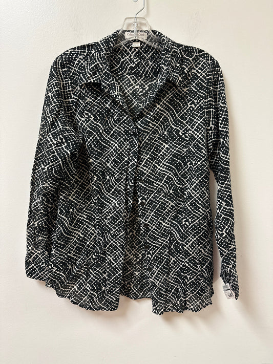 Blouse Long Sleeve By Coldwater Creek In Black & White, Size: M