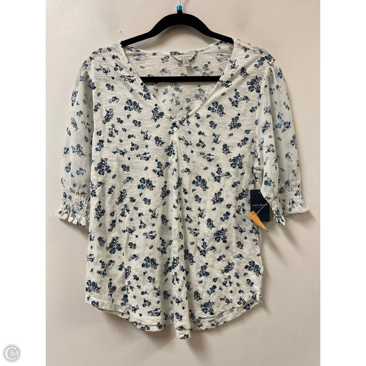Top Short Sleeve By Lucky Brand In Blue & White, Size: M
