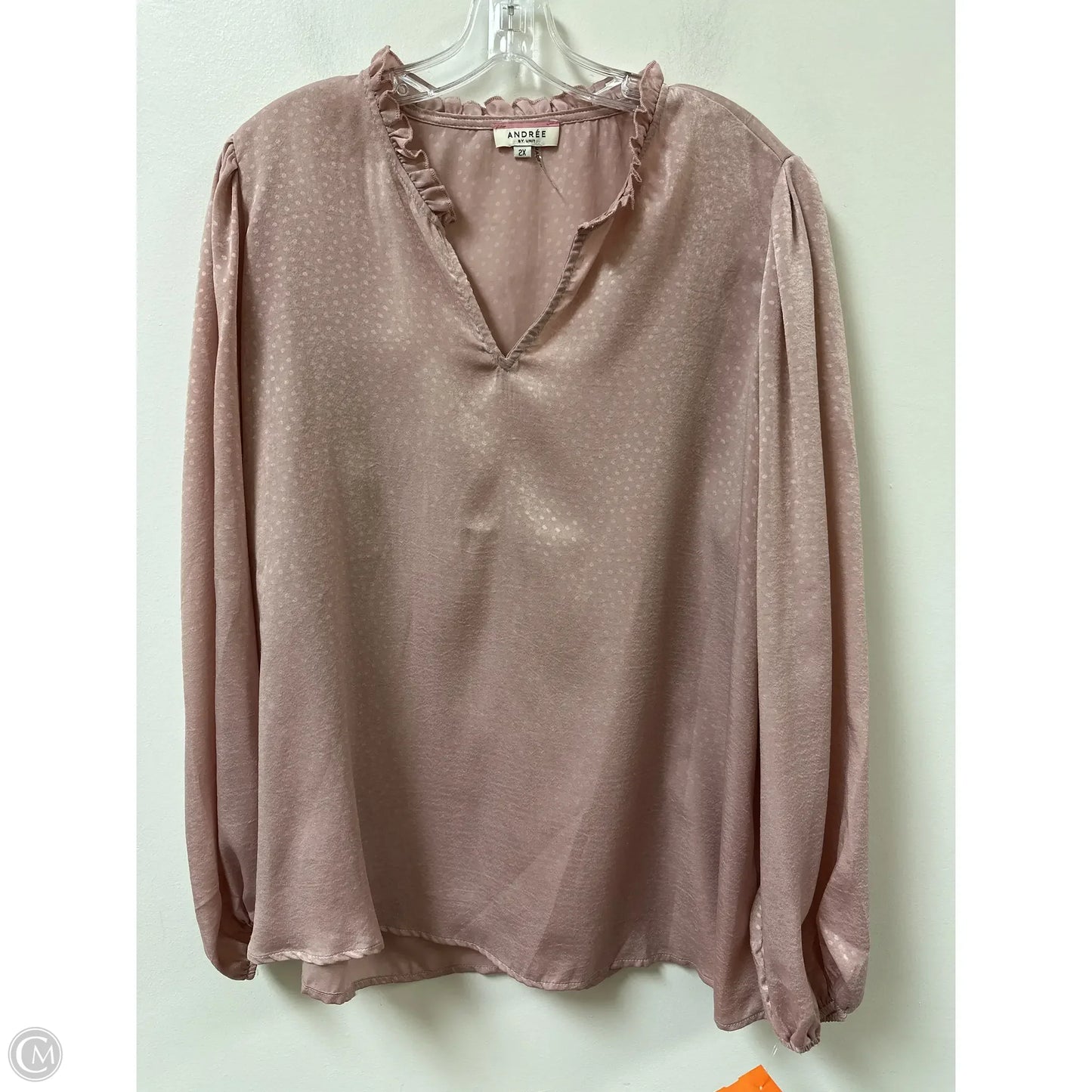 Top Long Sleeve By Andree By Unit In Pink, Size: 2x