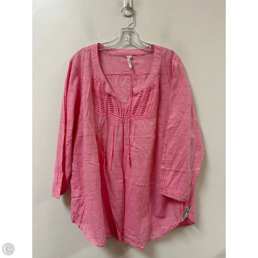 Top Long Sleeve By Grand And Greene In Pink, Size: 1x