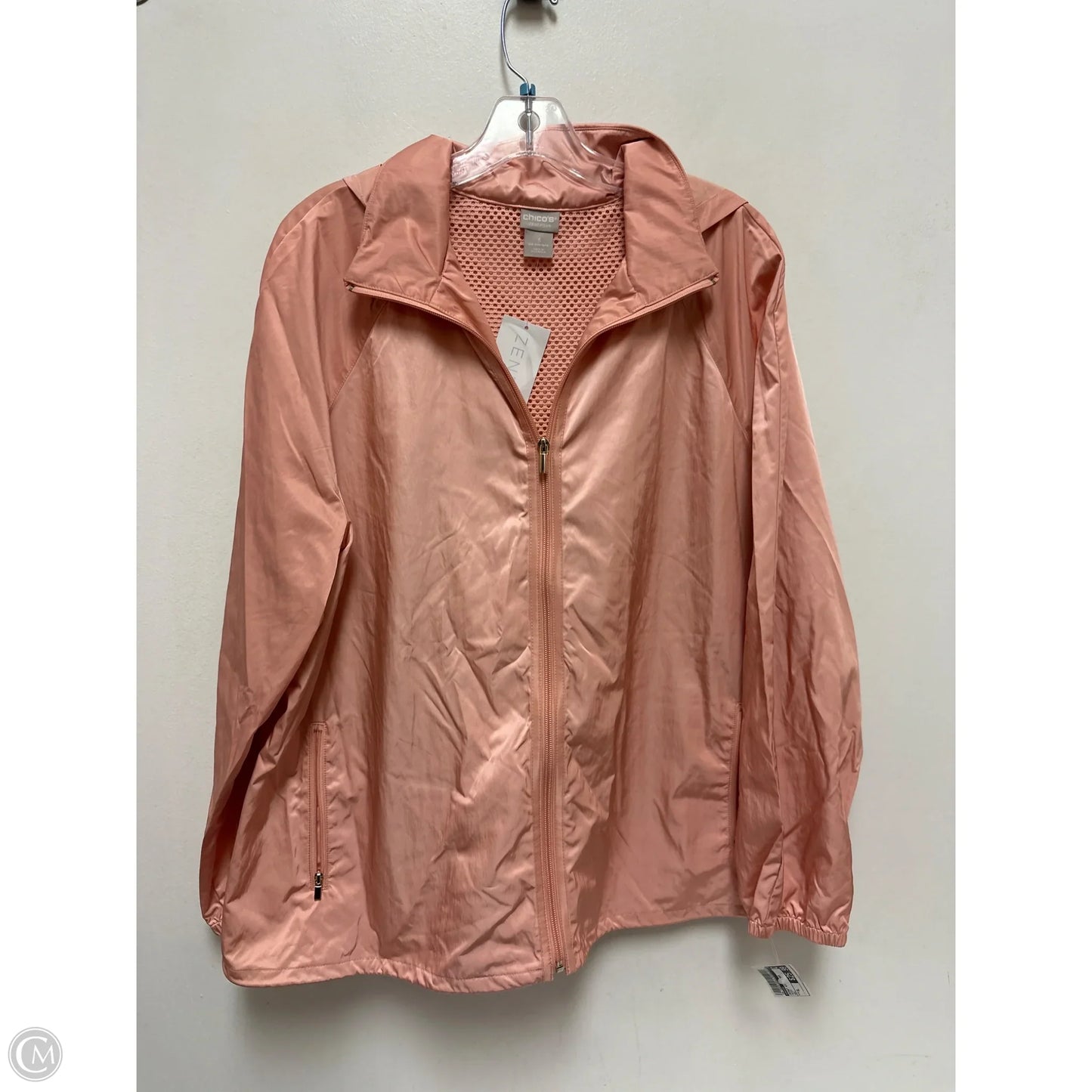 Jacket Windbreaker By Chicos In Peach, Size: Xl