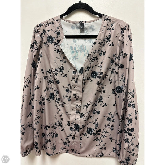 Top Long Sleeve By Shein In Floral Print, Size: Xl