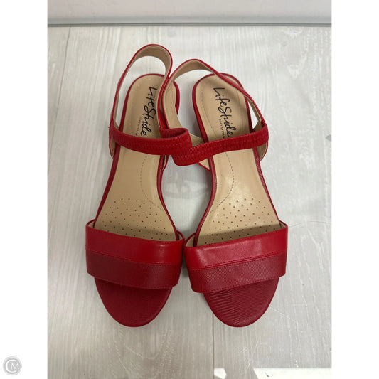 Sandals Heels Wedge By Life Stride In Red, Size: 6
