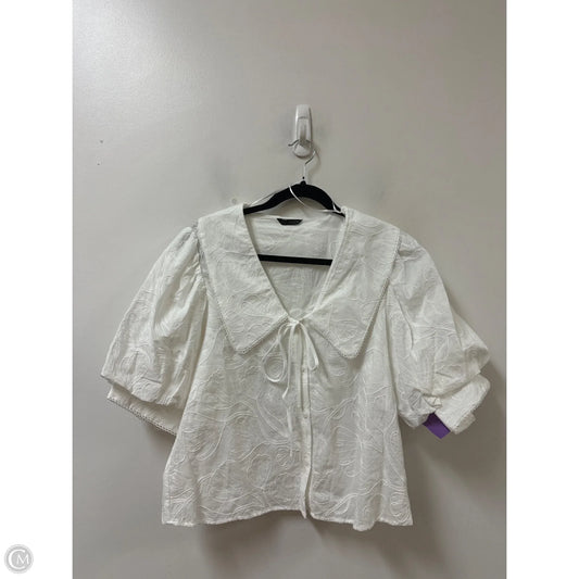 Blouse Short Sleeve By Zara In White, Size: S