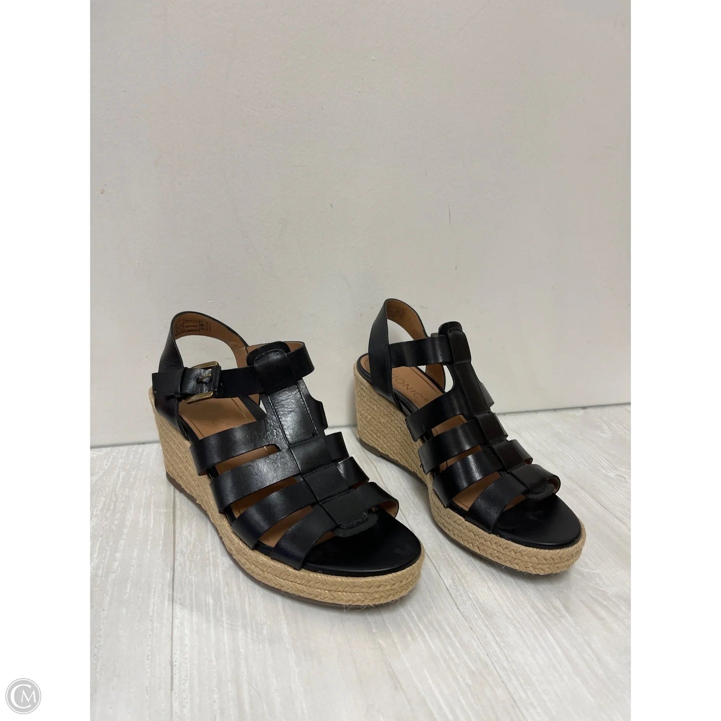 Sandals Heels Wedge By Vionic In Black, Size: 8.5