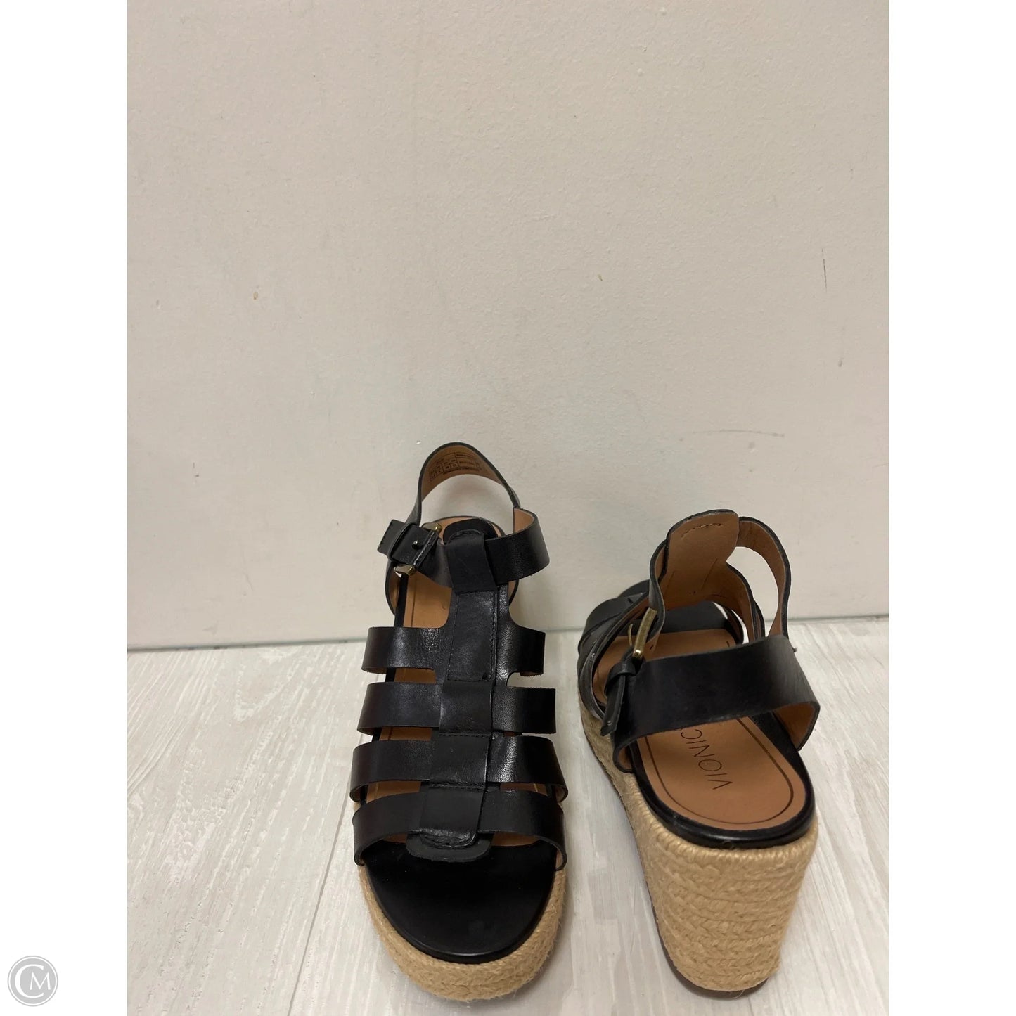 Sandals Heels Wedge By Vionic In Black, Size: 8.5