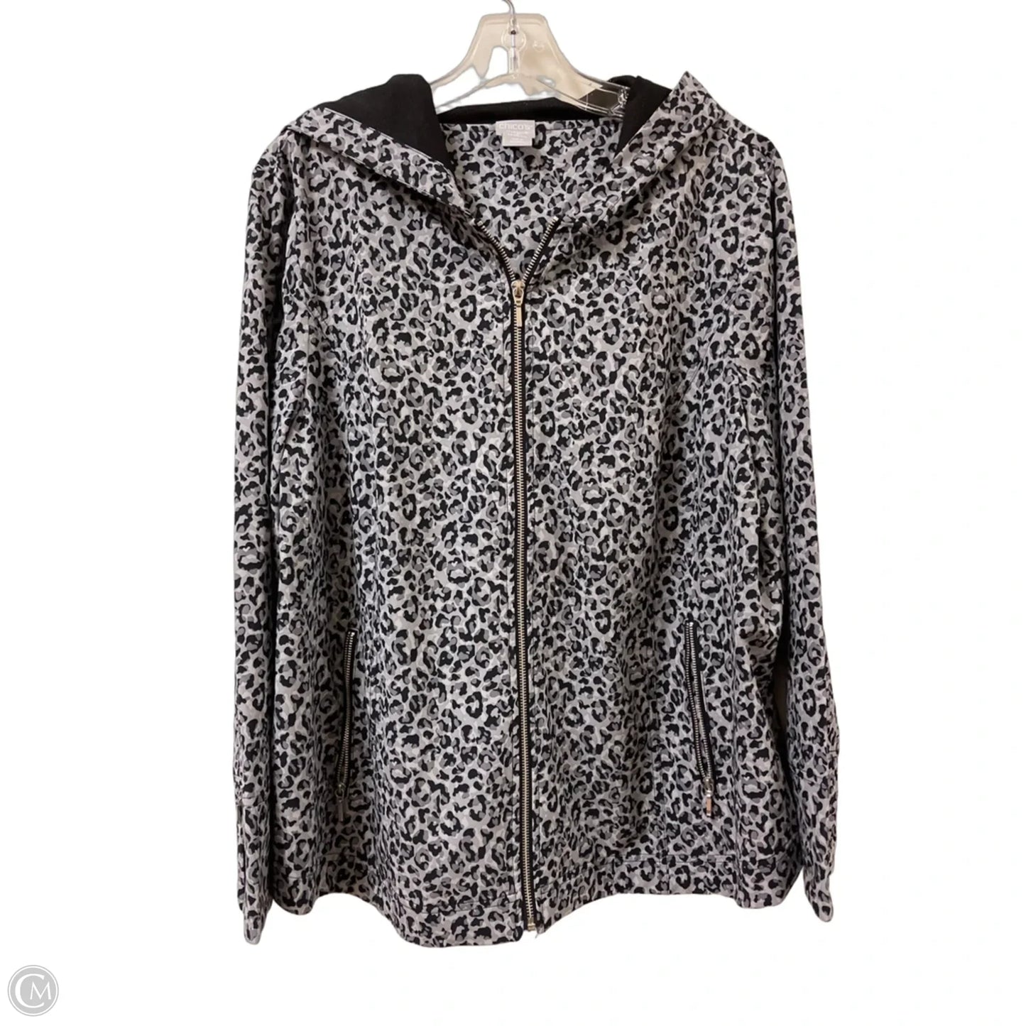 Jacket Windbreaker By Chicos In Animal Print, Size: Xl