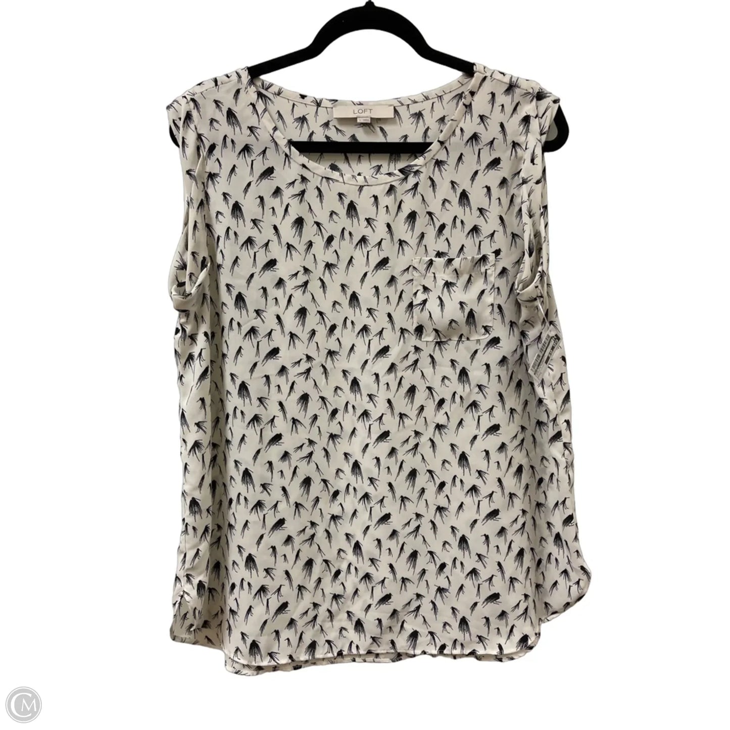 Top Sleeveless By Loft In Black & Cream, Size: L