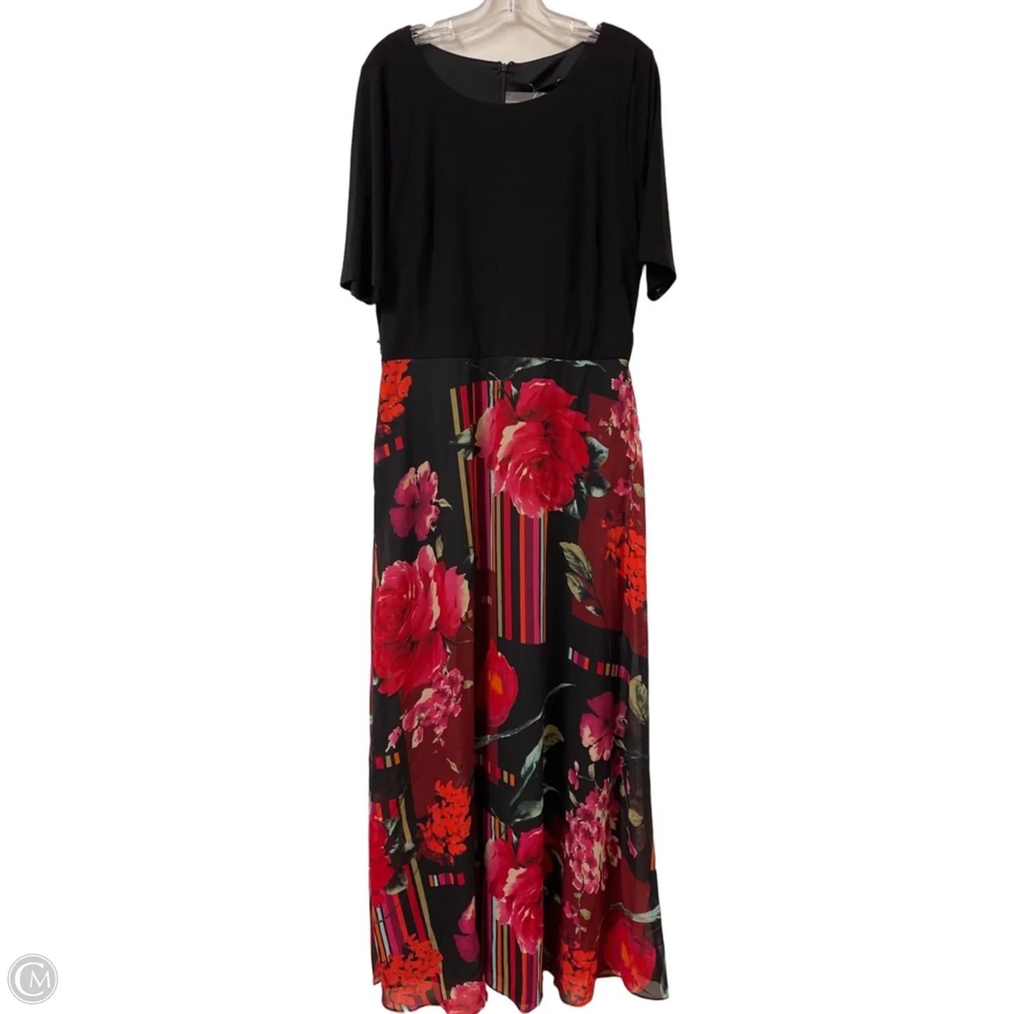 Dress Casual Maxi By Clothes Mentor In Black & Pink, Size: 14