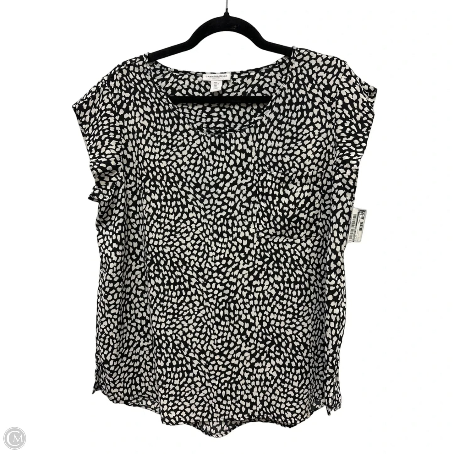 Top Short Sleeve By Carolina Belle In Black & White, Size: L