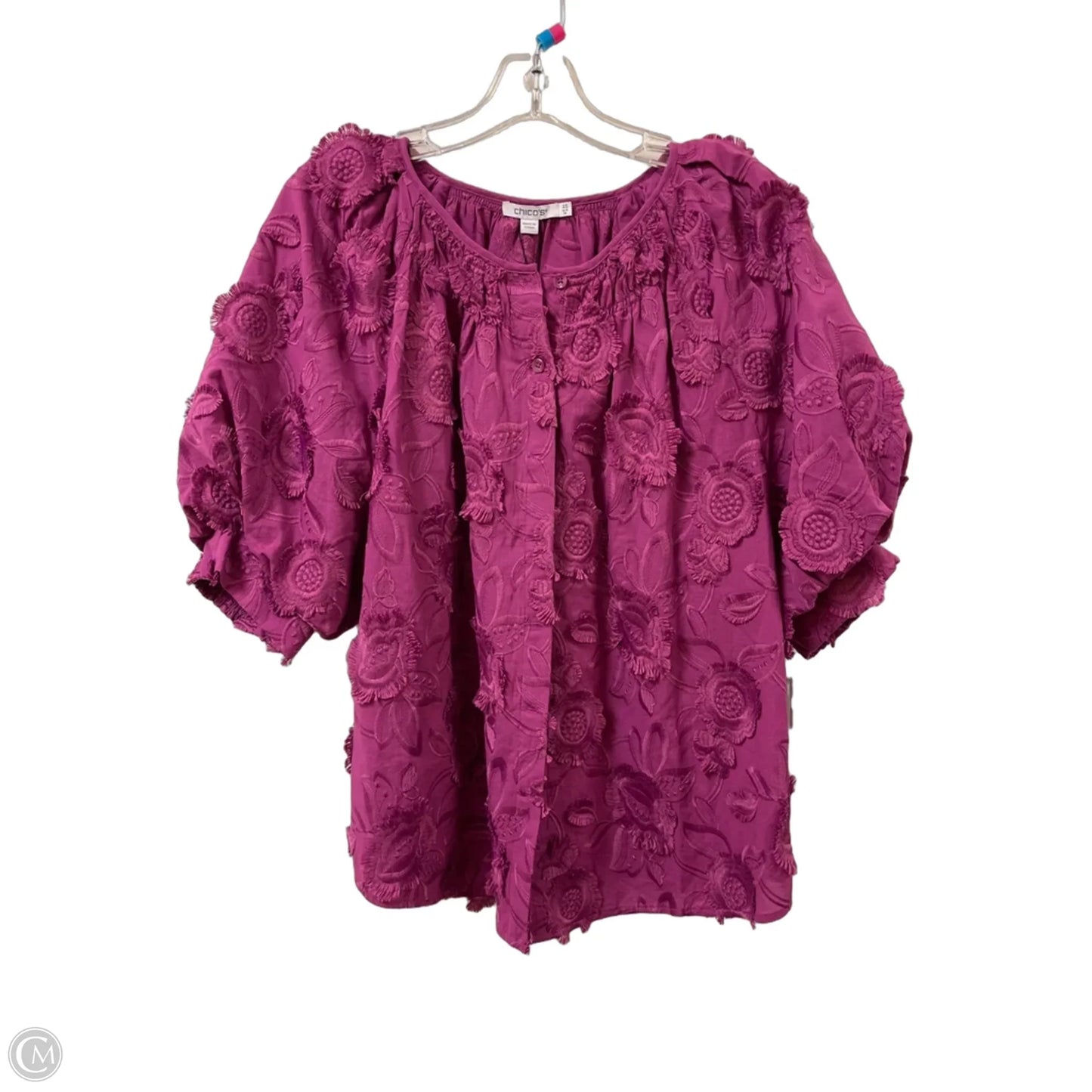 Top Short Sleeve By Chicos In Pink, Size: L