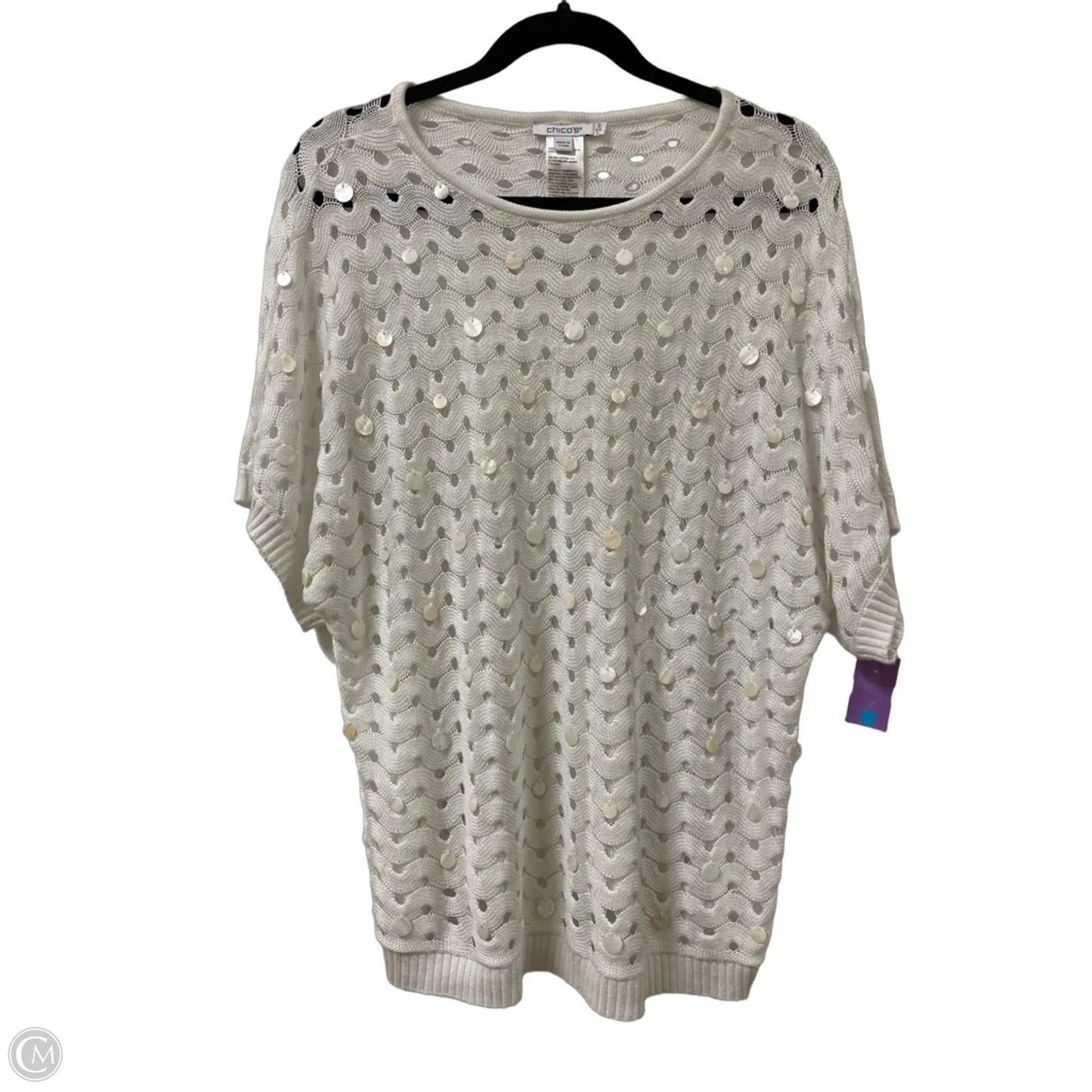Top Short Sleeve By Chicos In White, Size: L