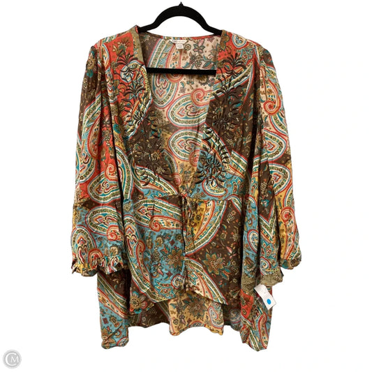 Cardigan By Cato In Floral Print, Size: 1x