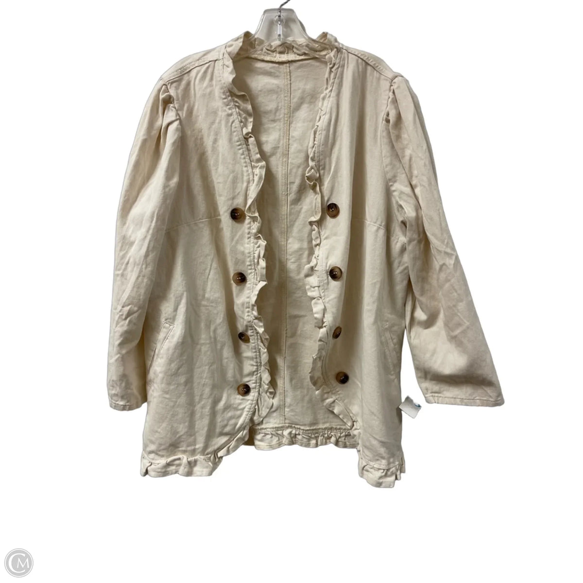 Jacket Denim By Clothes Mentor In Beige, Size: 2x