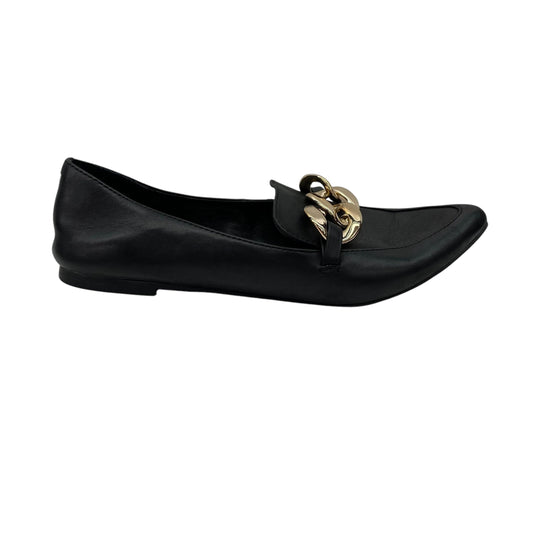 Shoes Flats By Steve Madden In Black & Gold, Size:7.5