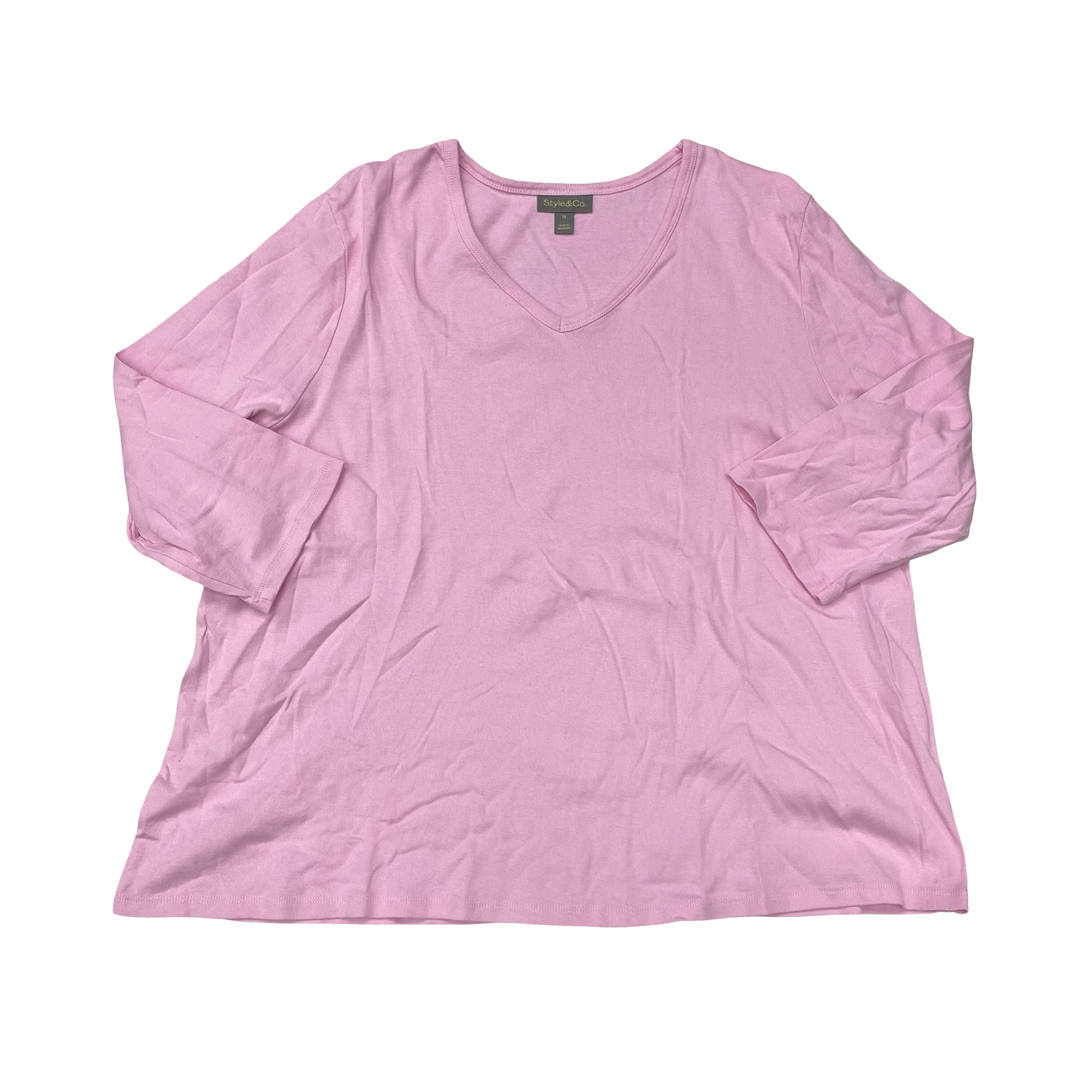 Top 3/4 Sleeve By Style And Company In Pink, Size:1X