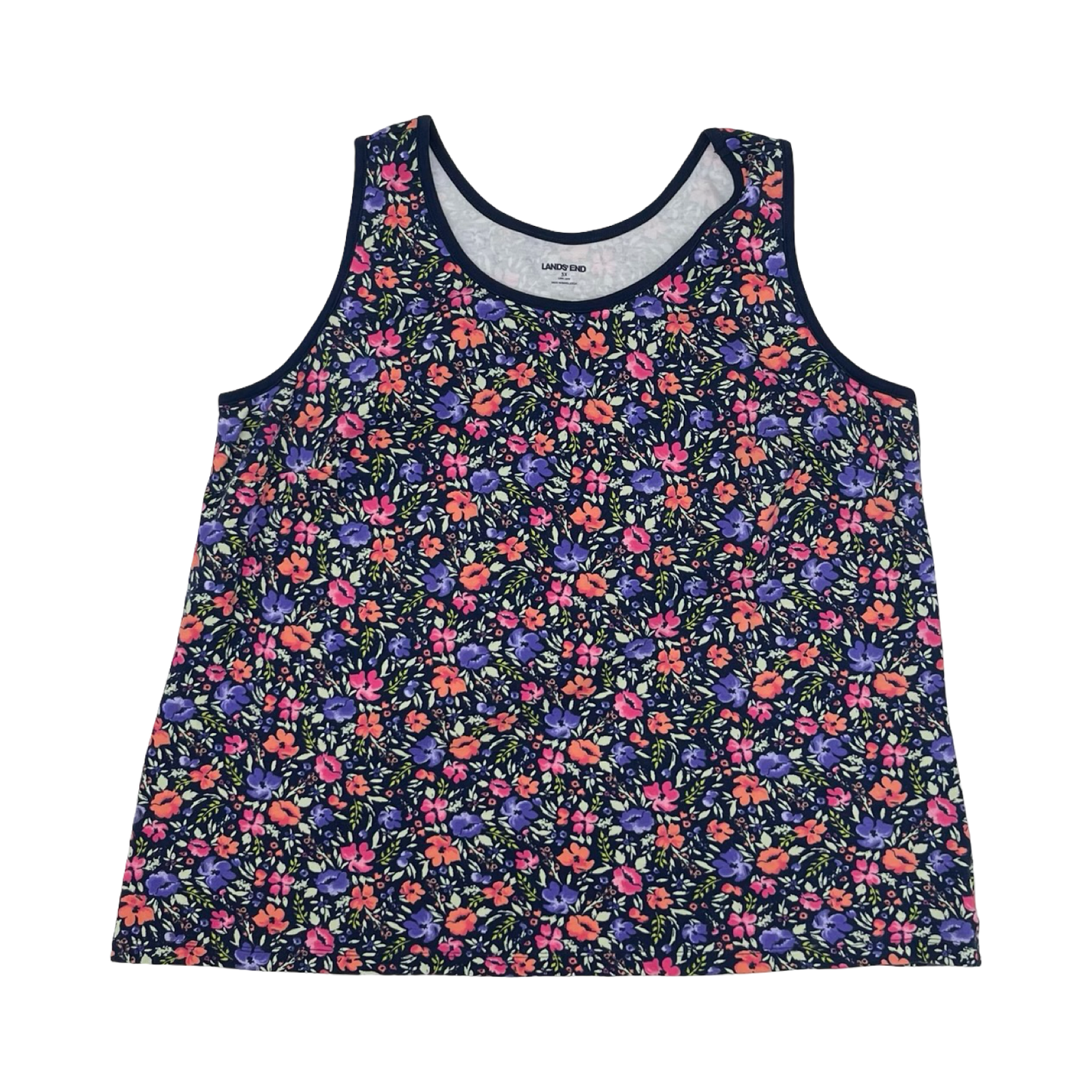 Tank Top By Lands End In Floral Print, Size:3X
