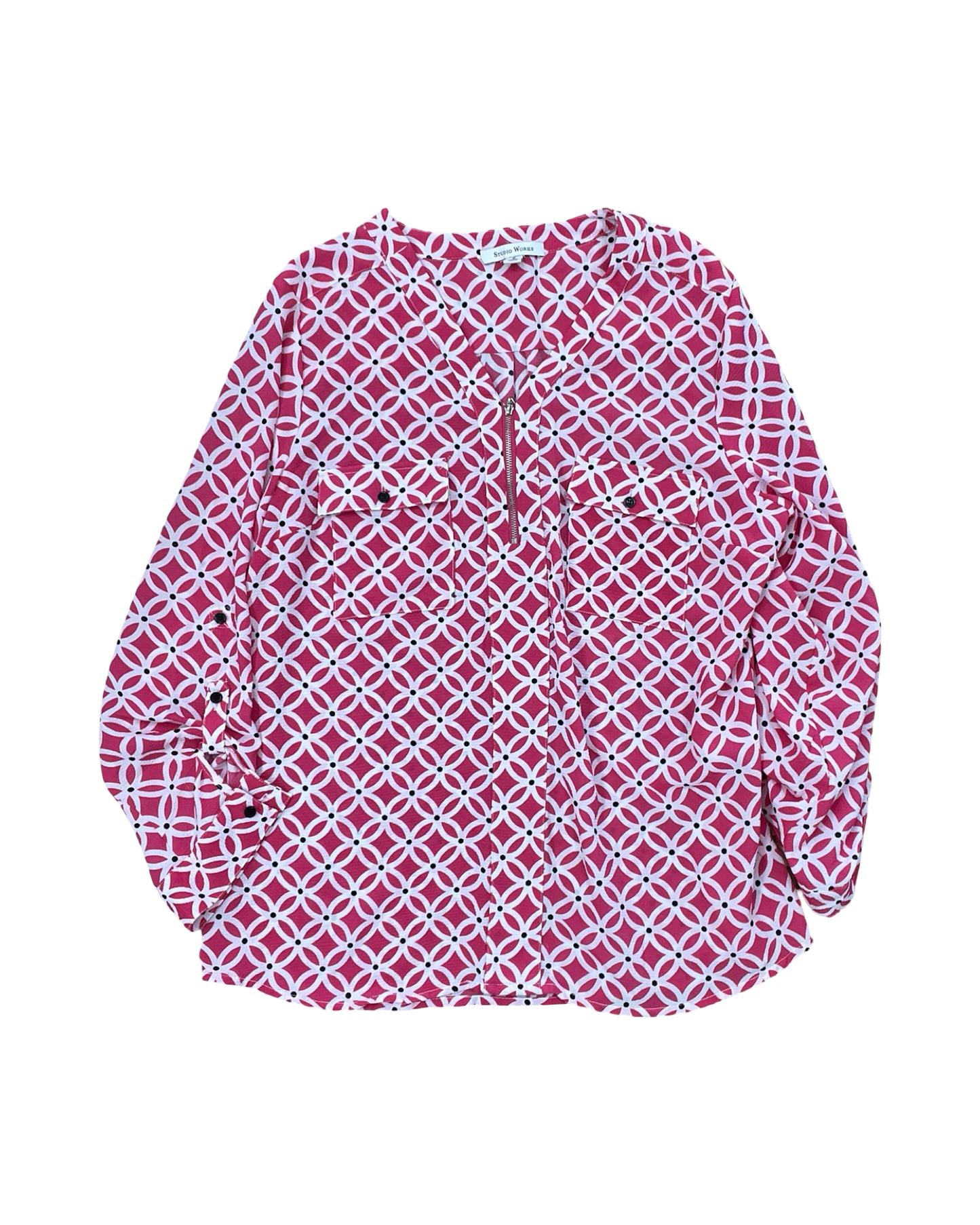 Top Ls By Studio Works In Pink & White, Size:Xl