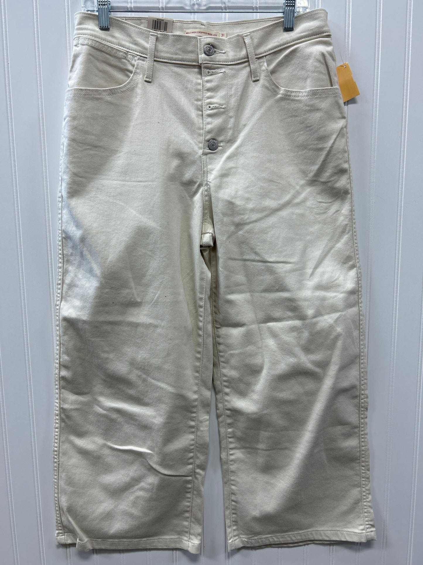 Jeans Straight By Levis In Cream Denim, Size:10 NWT
