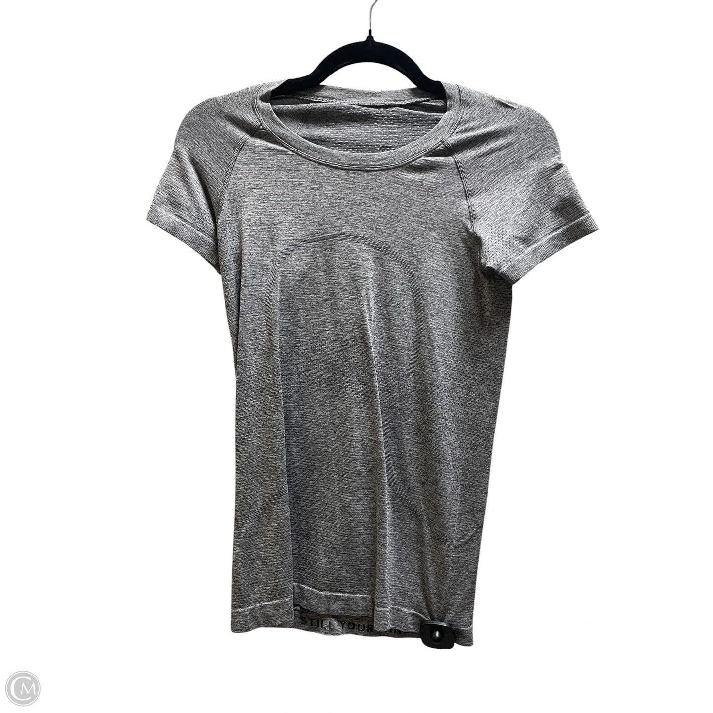 Athletic Top Short Sleeve By Lululemon In Grey, Size: S