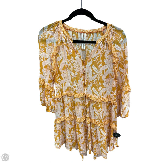 Top Long Sleeve By Anthropologie In Orange, Size: Xs