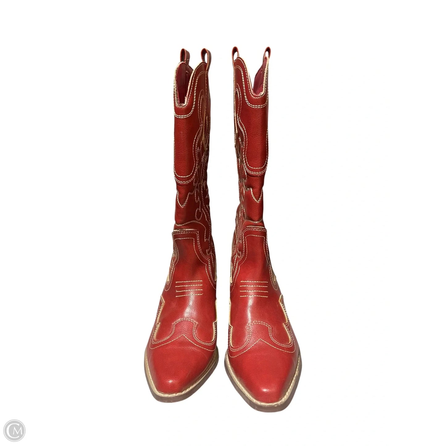 Boots Ankle Flats By Clothes Mentor In Red, Size: 7