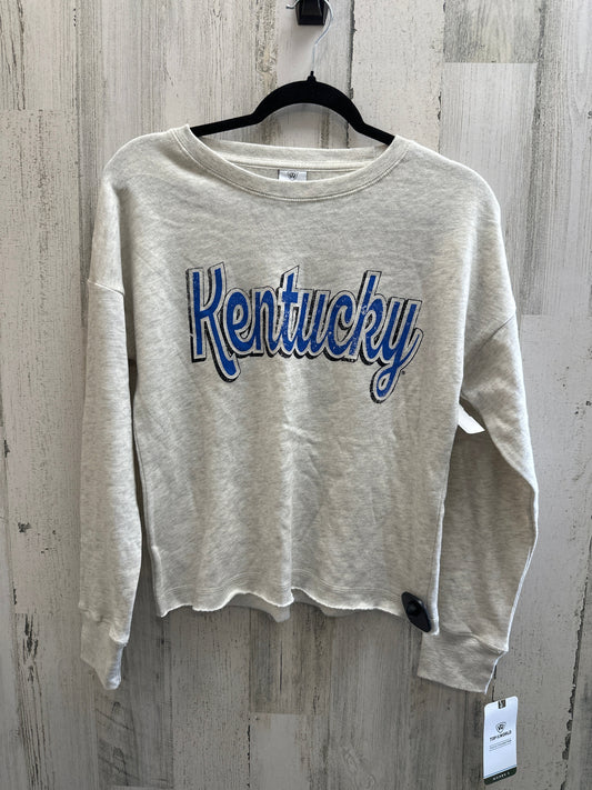 White Athletic Sweatshirt Crewneck Clothes Mentor, Size S