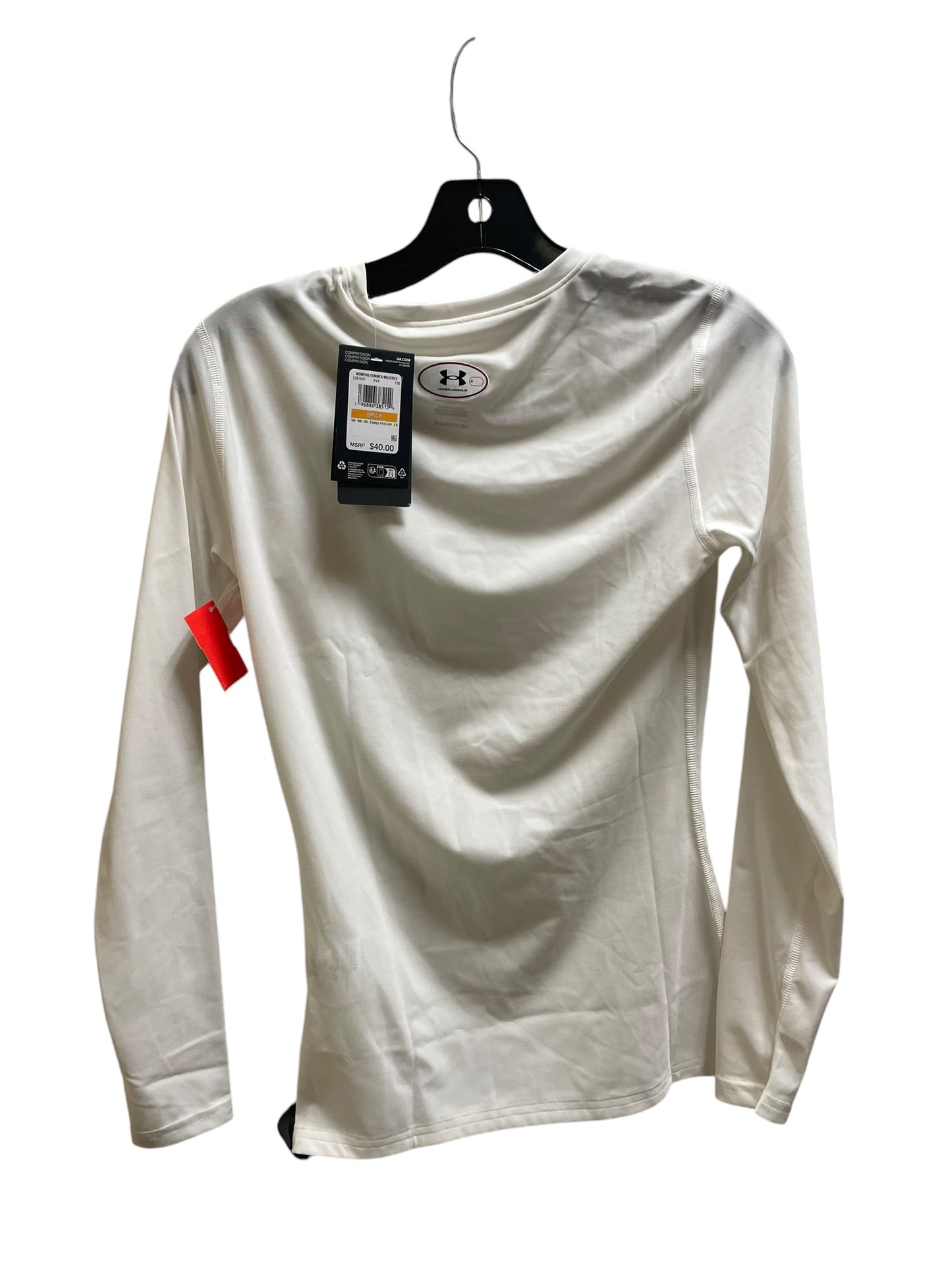 Athletic Top Long Sleeve Collar By Under Armour In White, Size: S