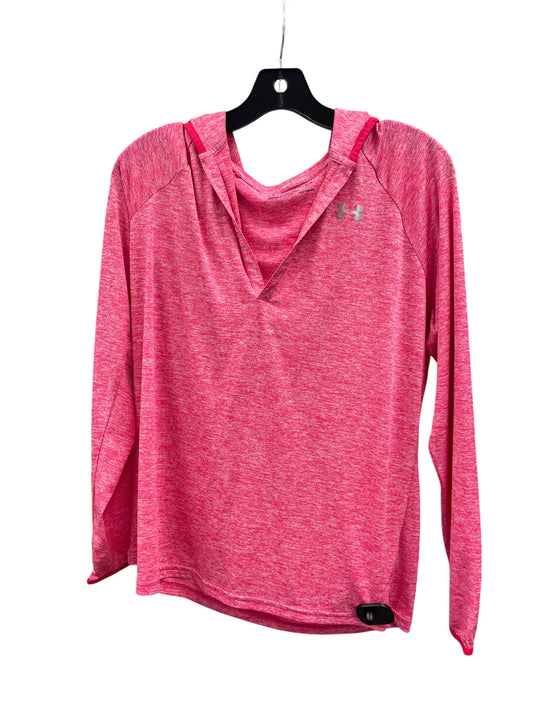 Athletic Top Long Sleeve Hoodie By Under Armour In Pink, Size: L