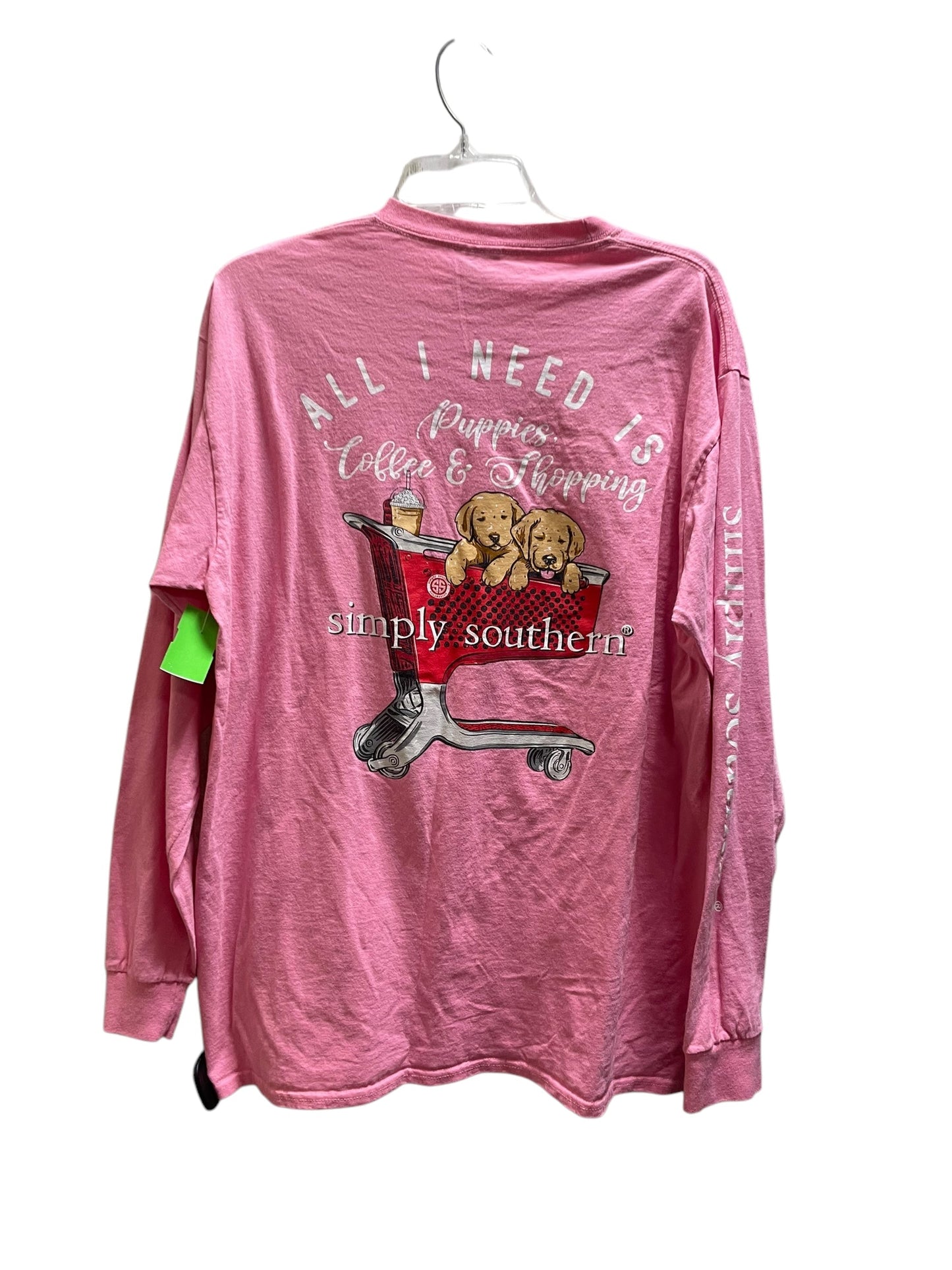 Top Long Sleeve By Simply Southern In Pink, Size: L