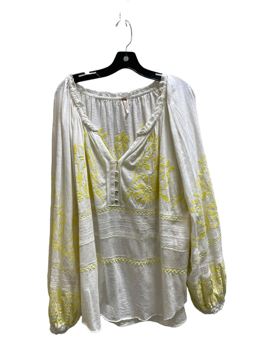 Top Long Sleeve By Free People In Tan & Yellow, Size: Xl