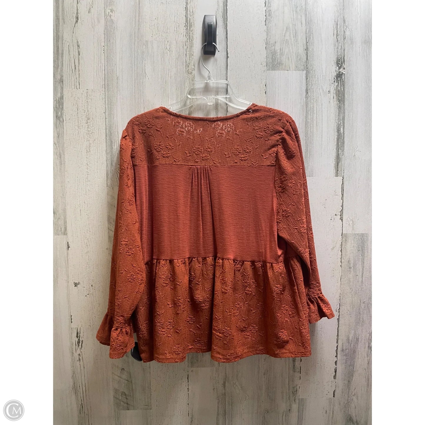 Top Long Sleeve By Frye And Co In Orange, Size: 2x