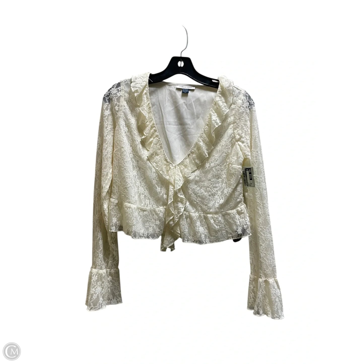 Top Long Sleeve By American Eagle In Cream, Size: Xs