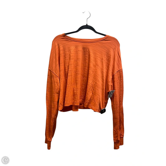 Athletic Top Long Sleeve Collar By Lululemon In Orange, Size: M