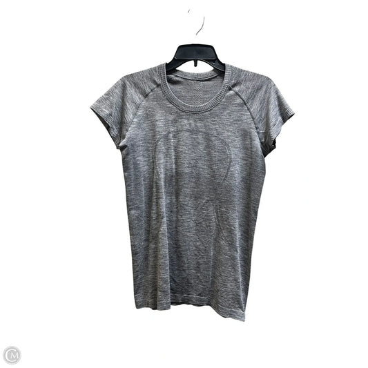 Athletic Top Short Sleeve By Lululemon In Grey, Size: M