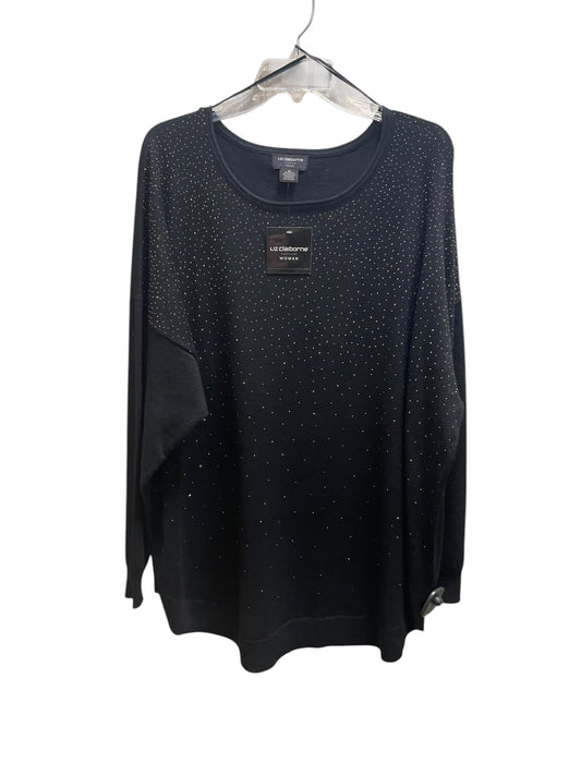 Top Long Sleeve By Liz Claiborne In Black, Size: 2x