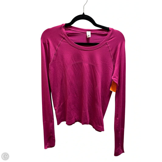 Athletic Top Long Sleeve Collar By Lululemon In Pink, Size: 8