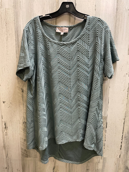 Green Top Short Sleeve Philosophy, Size 1x