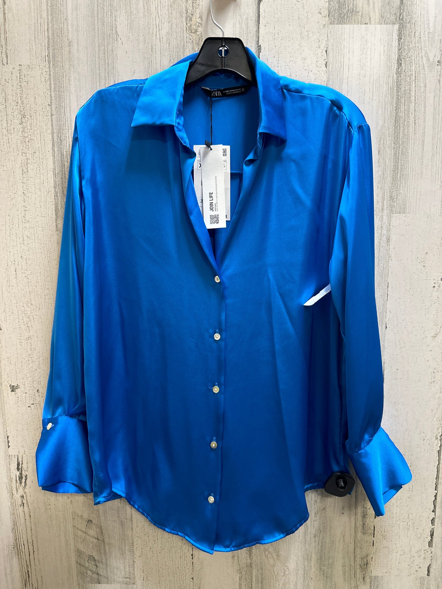 Blue Top Long Sleeve Zara, Size Xs