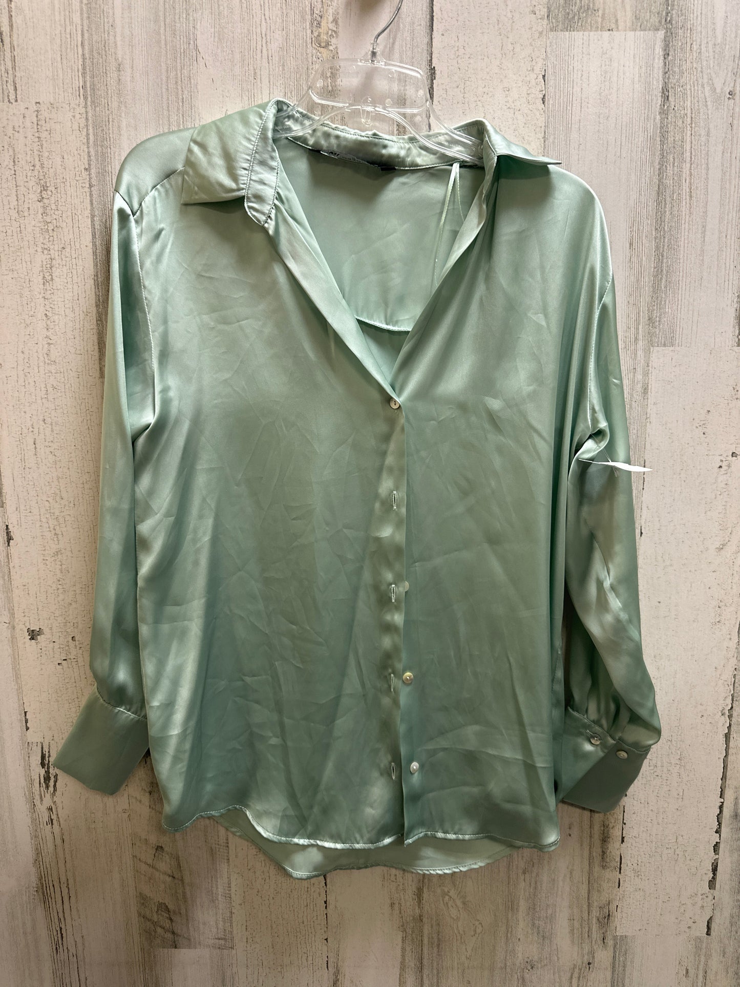 Green Top Long Sleeve Zara, Size Xs